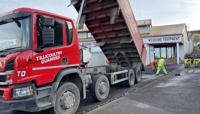 Tipping tarmacadam for car park repair in Scotland