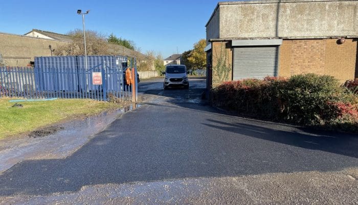 Completed tarmacadam repair on Glasgow Commercial premises