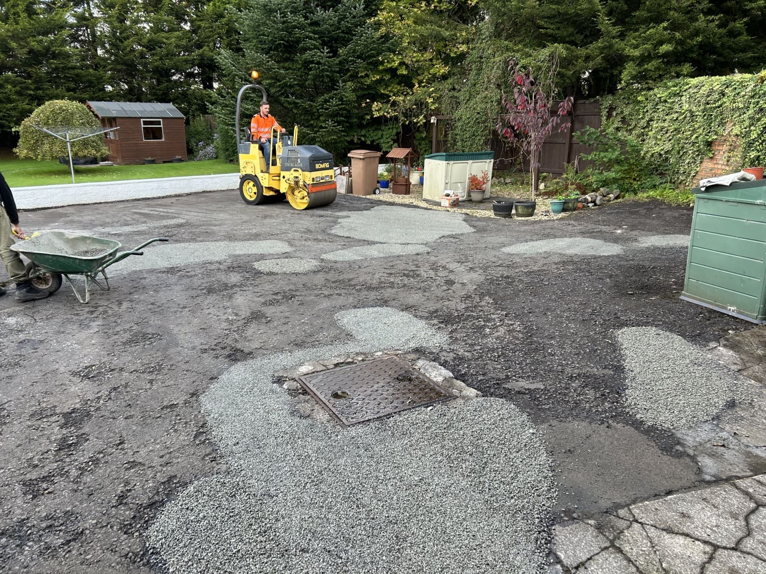 Badly weathered livery yard in Kilmarnock being repaired by Armstrongs Surfacing contractors