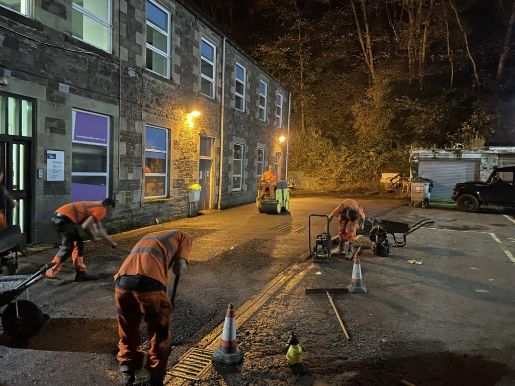 Armstrong's Surfacing a car park with tarmacadam Scotland