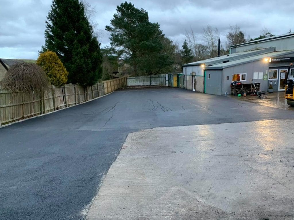 Industrial yard upgraded with tarmacadam, Scotland